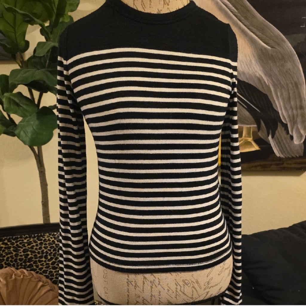 Rag & Bone Classic Black And White Striped Sailor Top